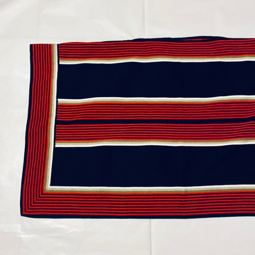 Classic Retro Red and Black Striped Blanket Poncho - OSFM