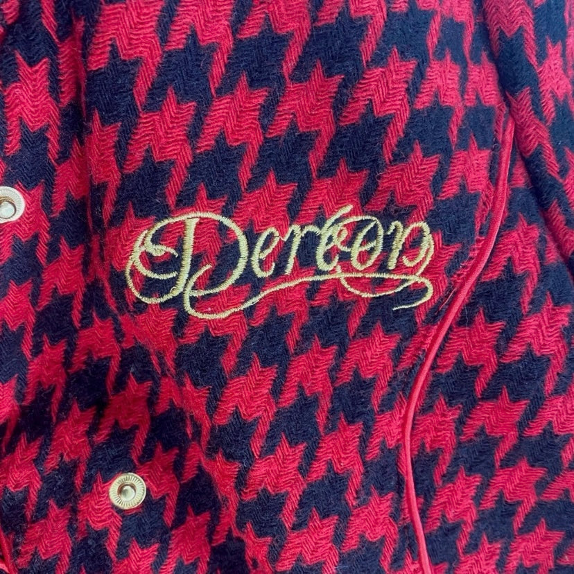 🔔 Y2K Red, Black, & Gold House of Deréon Wool Houndstooth Jacket