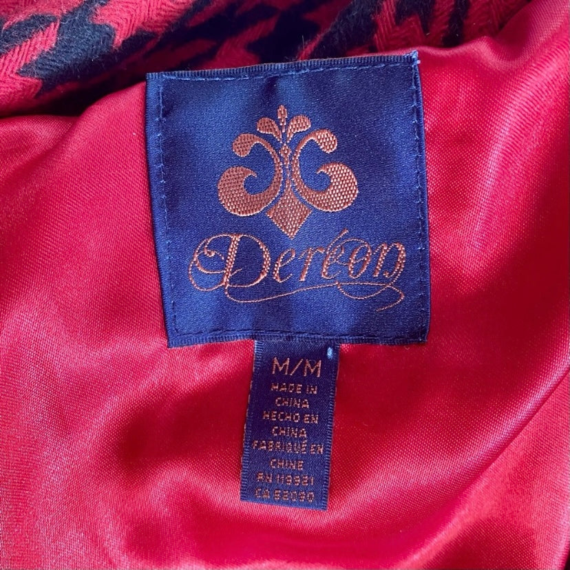 🔔 Y2K Red, Black, & Gold House of Deréon Wool Houndstooth Jacket