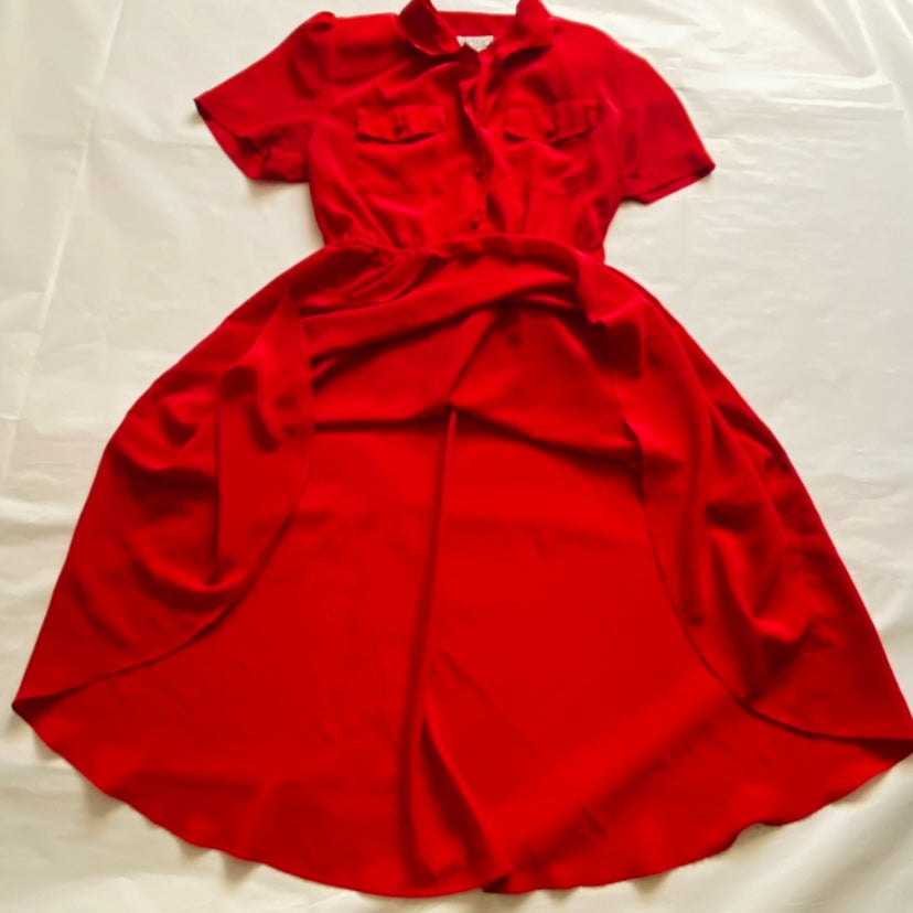 π Maraschino Cherry Red Midi Dress (12)