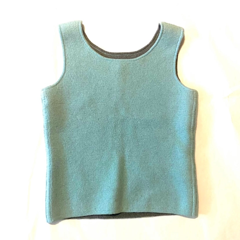 🔔 Vintage Reversible Grey/ Light Cyan Blue Sweater Vest (M)