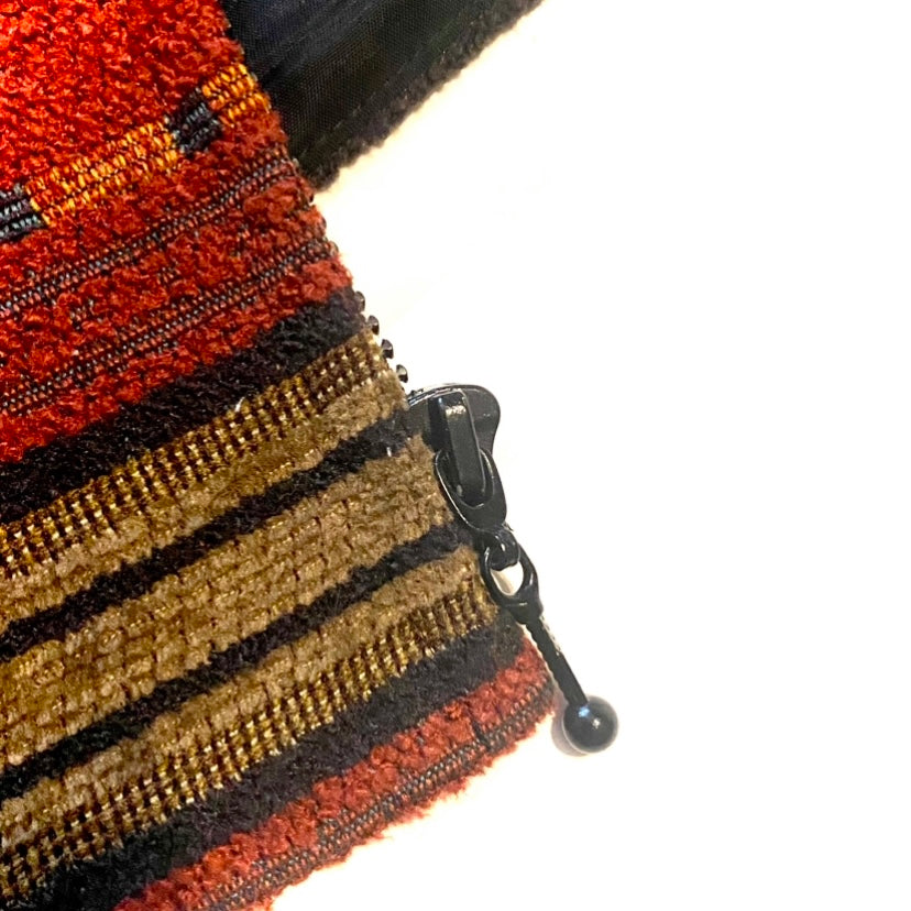 Rusty Red Aztec Print Vest w/ Faux Fur Collar (M)