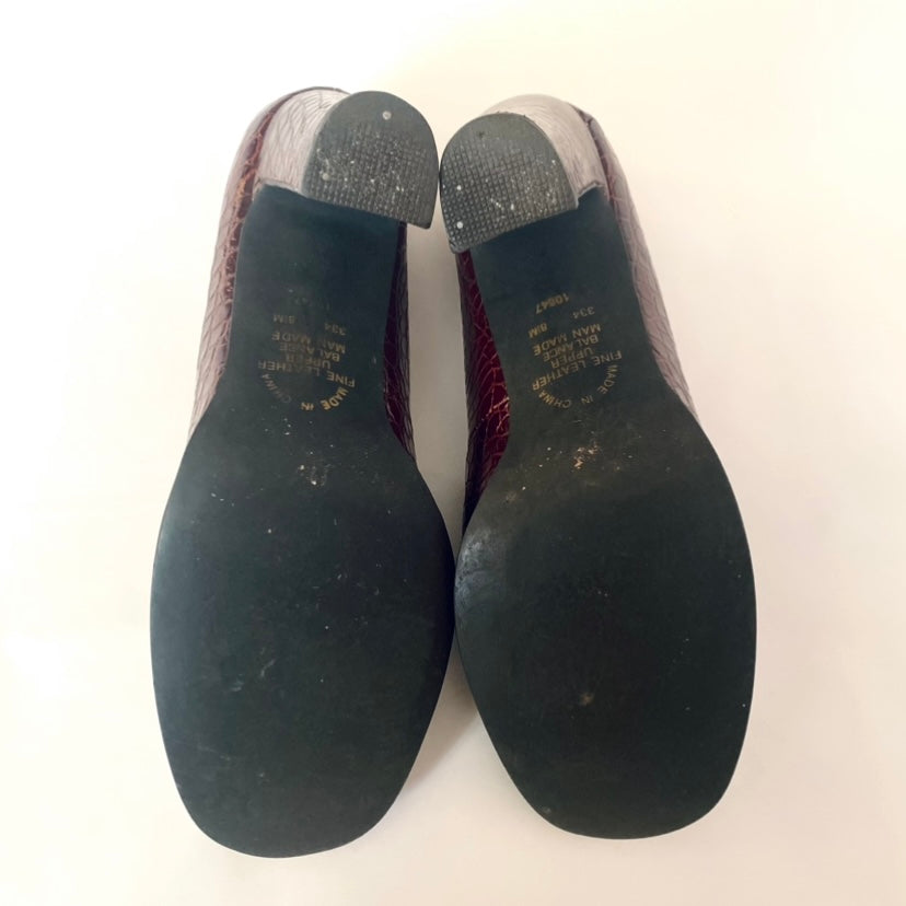 Vintage Mahogany Crocodile Leather Loafer Heels (8 1/2 M)