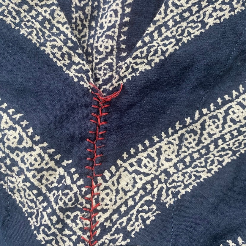 Lucky Brand Women’s Cotton Navy/White/Red Embroidered Boho Blouse (M)