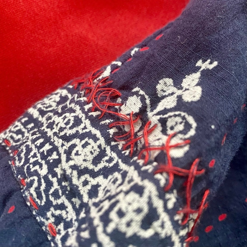Lucky Brand Women’s Cotton Navy/White/Red Embroidered Boho Blouse (M)