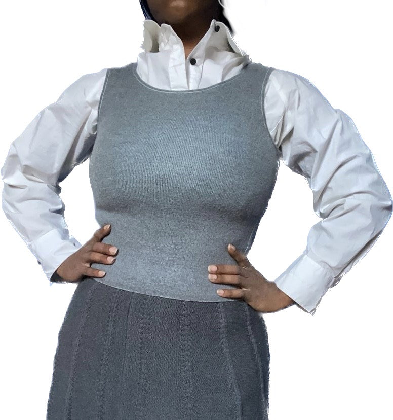 🔔 Vintage Reversible Grey/ Light Cyan Blue Sweater Vest (M)