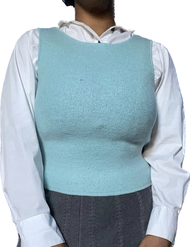 🔔 Vintage Reversible Grey/ Light Cyan Blue Sweater Vest (M)