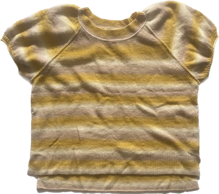 Goldenrod Yellow Striped Puffed Sleeve Knit Shirt (L)
