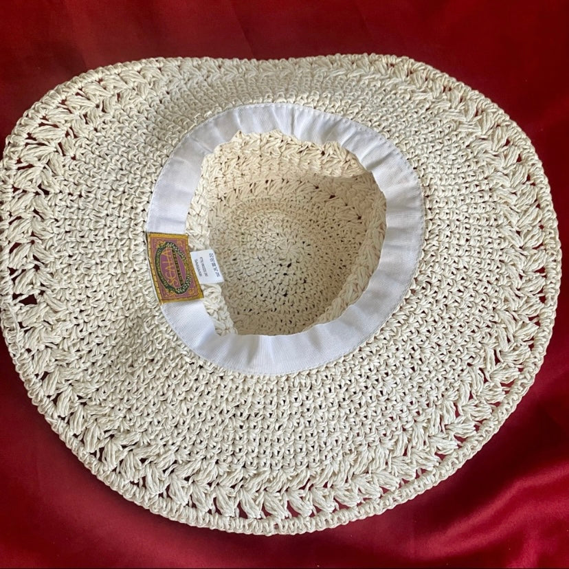 SCALA White Wide Brim 100% Paper Sunhat