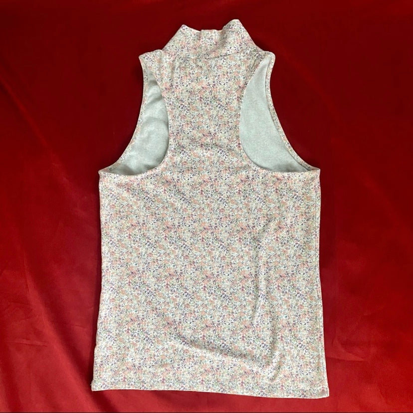 Spring 90s Pastel Pink Floral Sleeveless Racerback Turtleneck