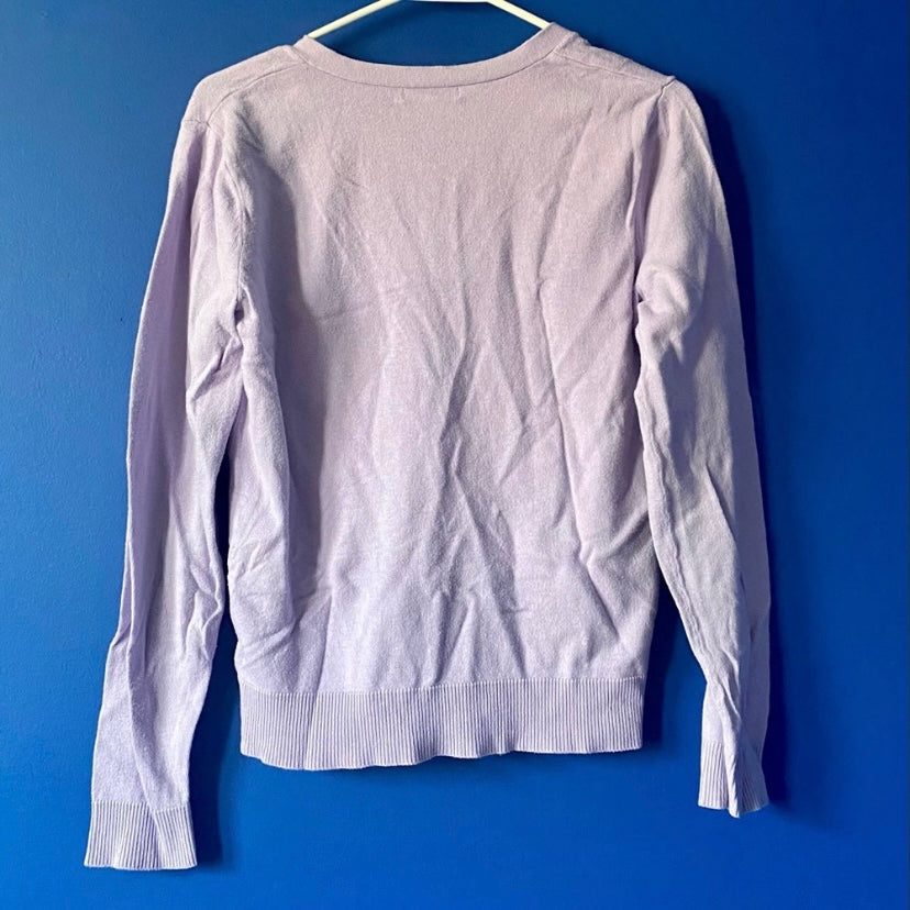 Pastel Spring New York & Company Cotton Lavender & Crystal Button Cardigan (L)