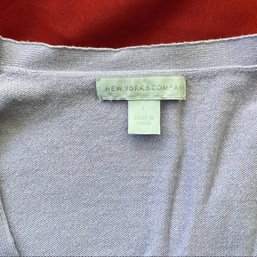 Pastel Spring New York & Company Cotton Lavender & Crystal Button Cardigan (L)