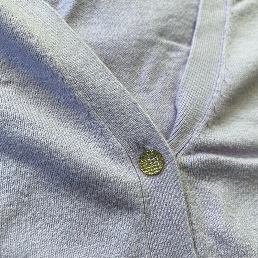 Pastel Spring New York & Company Cotton Lavender & Crystal Button Cardigan (L)
