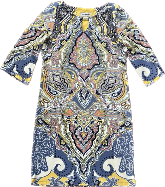 Mellow Yellow Longsleeve Paisley Mod Shift Dress (L)