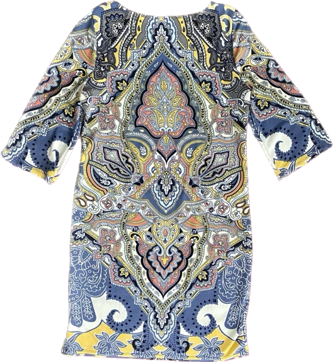 Mellow Yellow Longsleeve Paisley Mod Shift Dress (L)