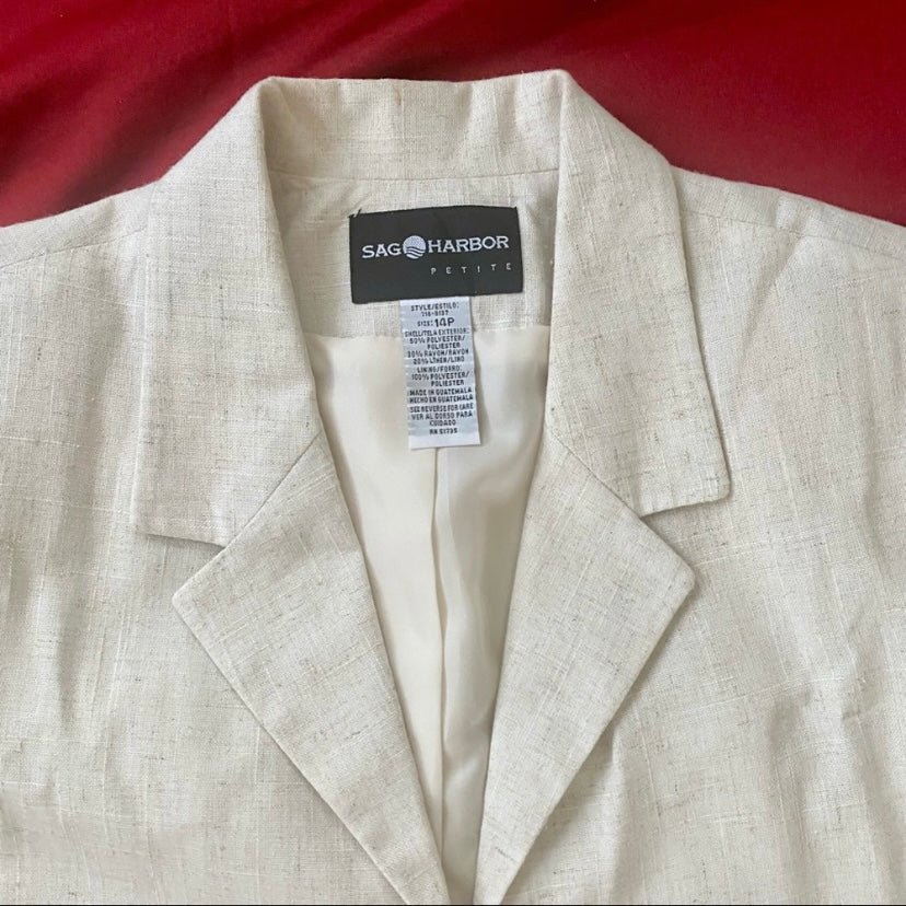 Vintage Sag Harbor Petite Cream Suit Jacket (14P)