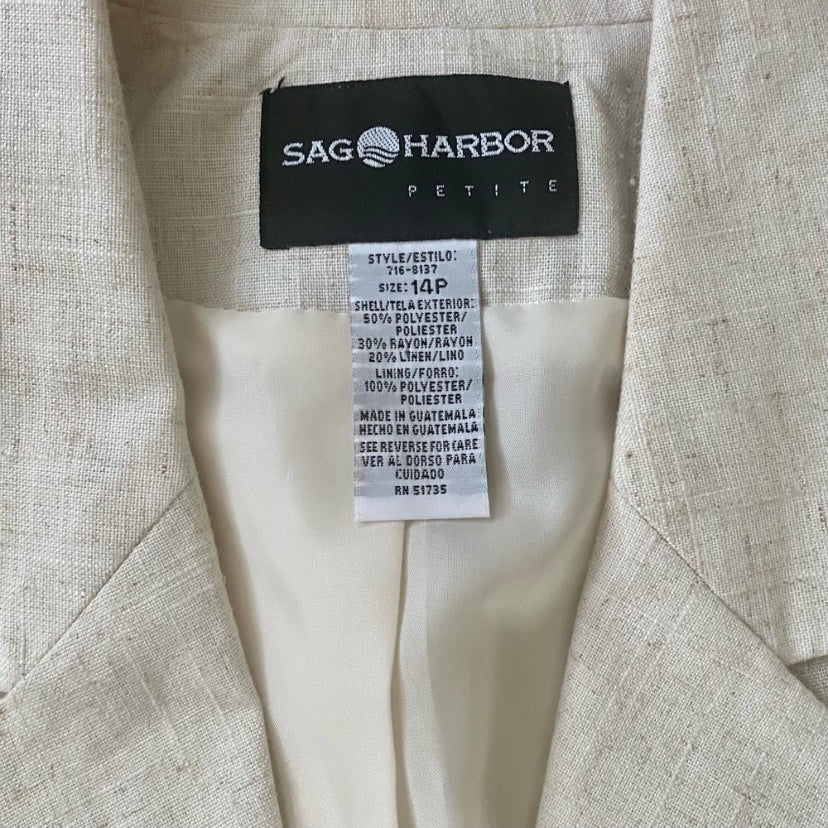 Vintage Sag Harbor Petite Cream Suit Jacket (14P)