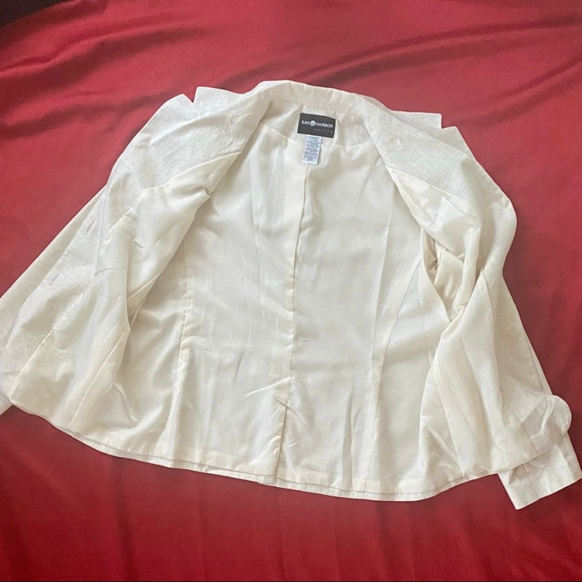 Vintage Sag Harbor Petite Cream Suit Jacket (14P)