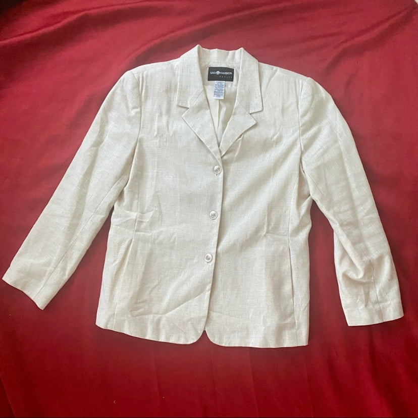 Vintage Sag Harbor Petite Cream Suit Jacket (14P)