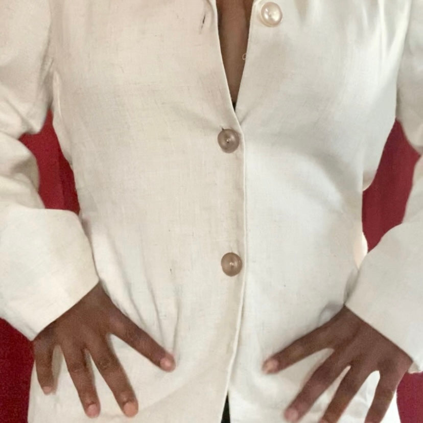 Vintage Sag Harbor Petite Cream Suit Jacket (14P)