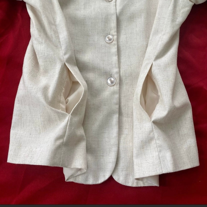 Vintage Sag Harbor Petite Cream Suit Jacket (14P)