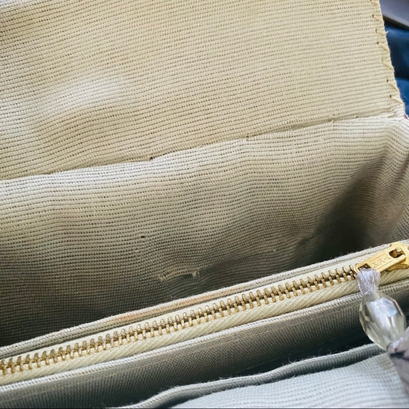 Vintage 60s Gaymode Silver Handmade Straw Beaded Top Handle Bag/ Purse