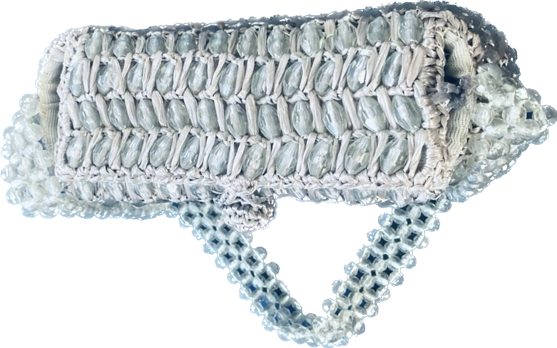 Vintage 60s Gaymode Silver Handmade Straw Beaded Top Handle Bag/ Purse