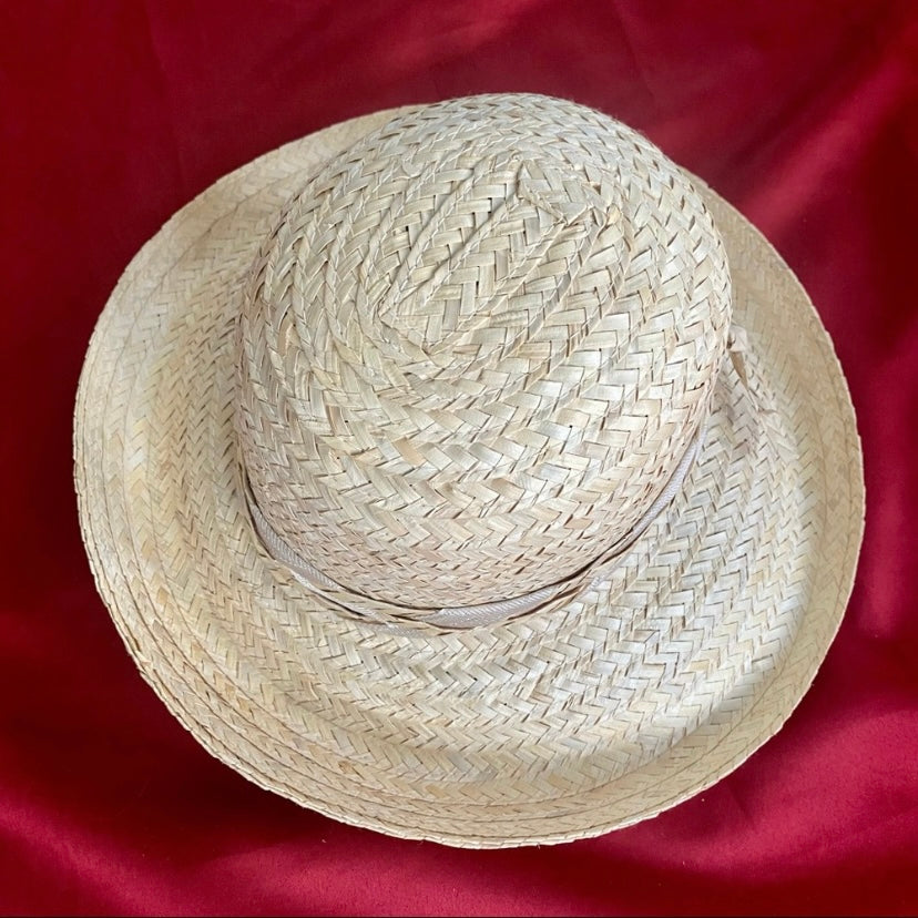 Vintage 100% Straw Sunhat with Asymmetrical Upturned Brim and Bow