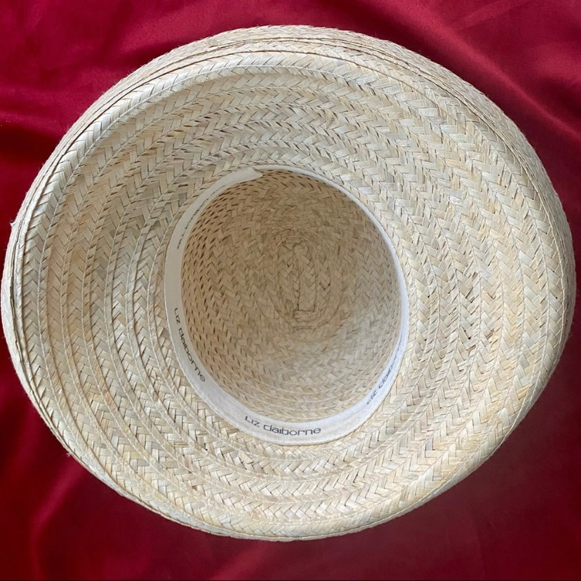 Vintage 100% Straw Sunhat with Asymmetrical Upturned Brim and Bow