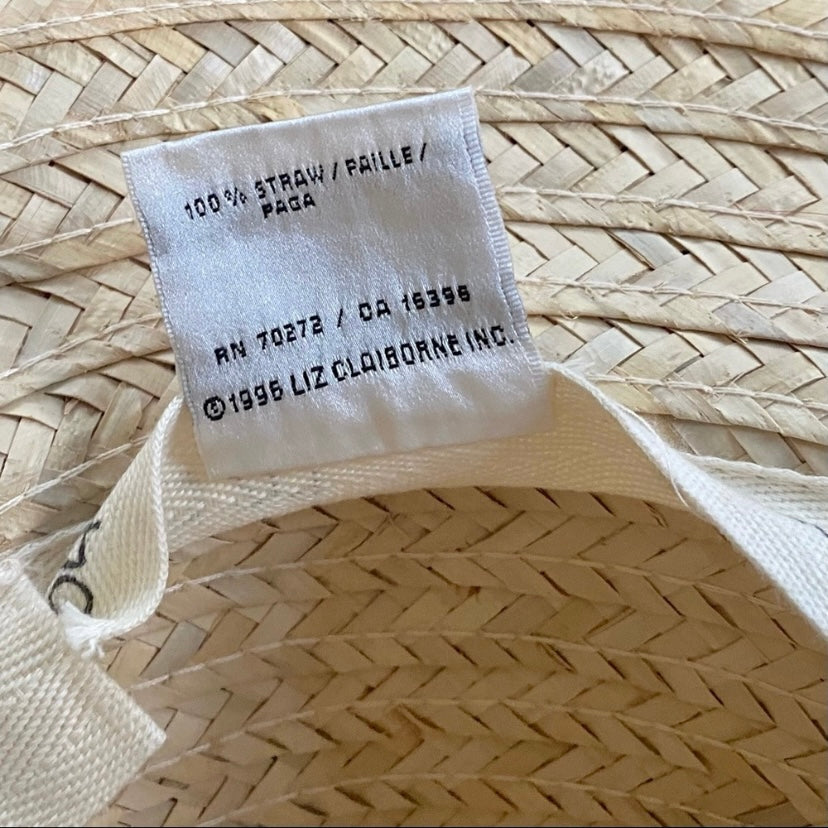 Vintage 100% Straw Sunhat with Asymmetrical Upturned Brim and Bow