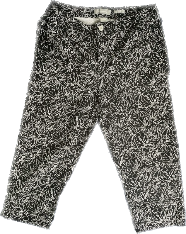 Black & White Sloane Floral Pattern Cropped Pants (10)