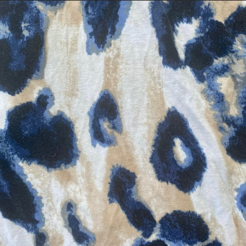 St. John Navy Blue & Cream Leopard Print Top (L)