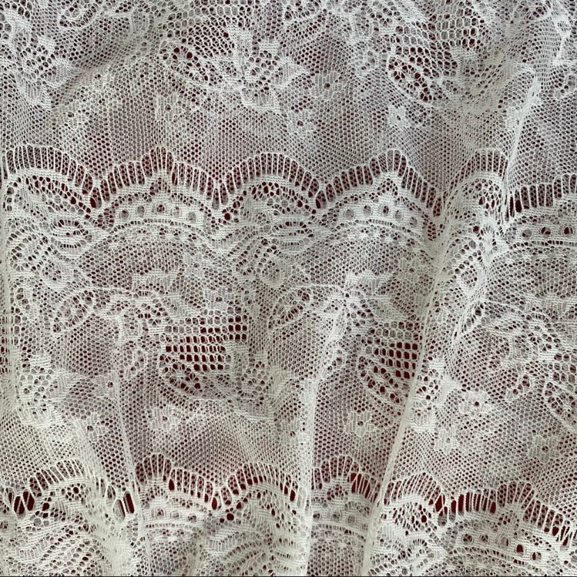 Ivory White Sheer Lace Bell Sleeve Top (Petite Large)