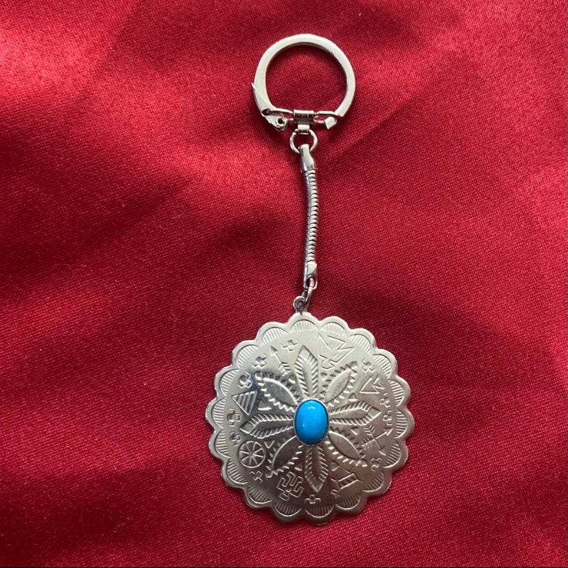 Navajo Shield Silver & Turquoise Keychain