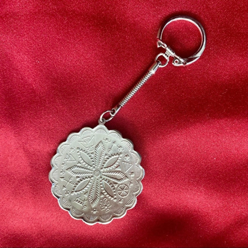 Navajo Shield Silver & Turquoise Keychain