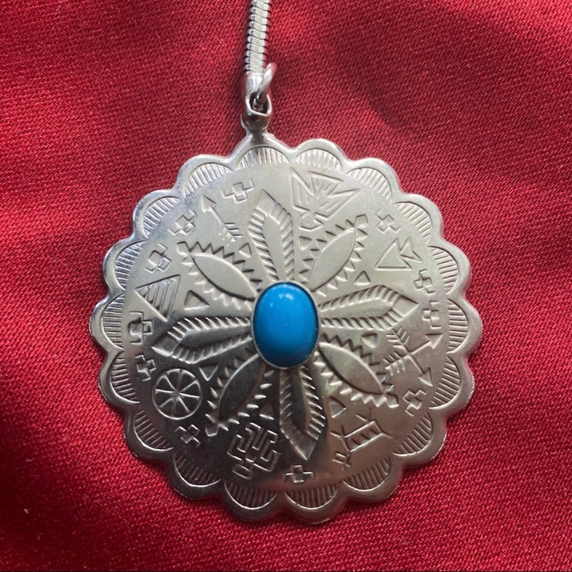 Navajo Shield Silver & Turquoise Keychain