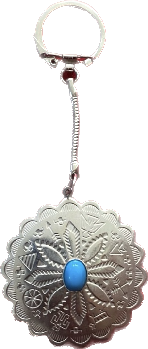 Navajo Shield Silver & Turquoise Keychain