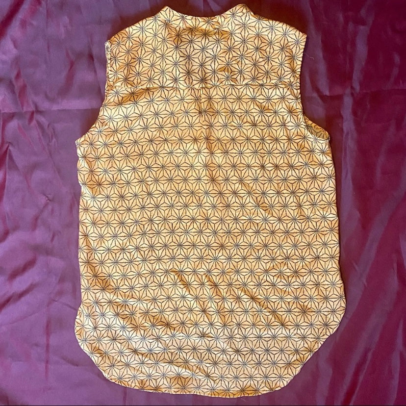 Geometric Pastel Orange and Black Sleeveless Top (L)