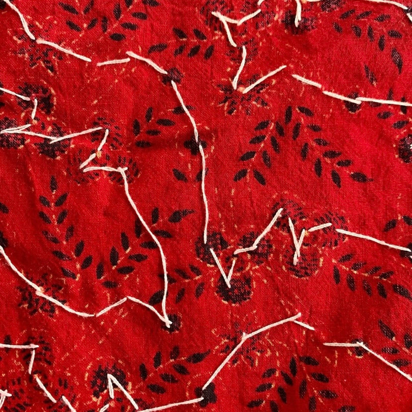 Handmade Vintage Red Black & White Embroidered Top (M)
