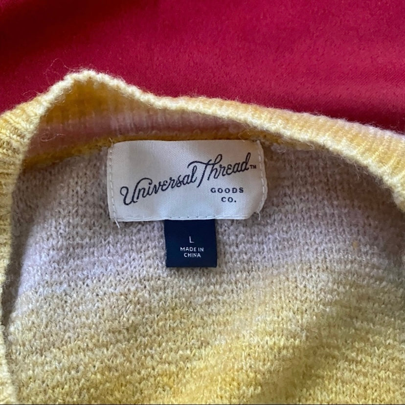 Goldenrod Yellow Striped Puffed Sleeve Knit Shirt (L)