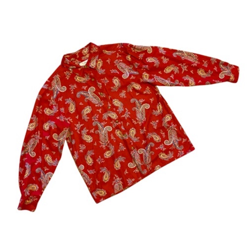 Vintage Talbots Red Paisley Cotton Button Down Shirt (Petite Medium)