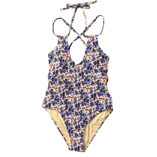 NWT Sea Angel Red White & Blue Floral Double Strap One Piece Swimsuit (Medium)