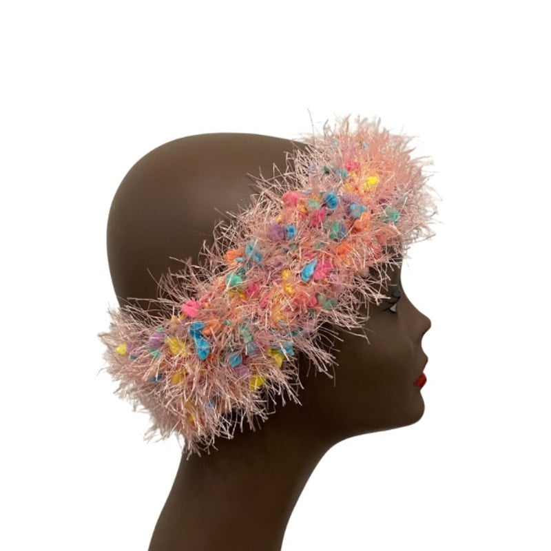 “Fancy Fur” Pastel Pink/Blue/ Yellow/ Purple Knit Headband (OSFM)