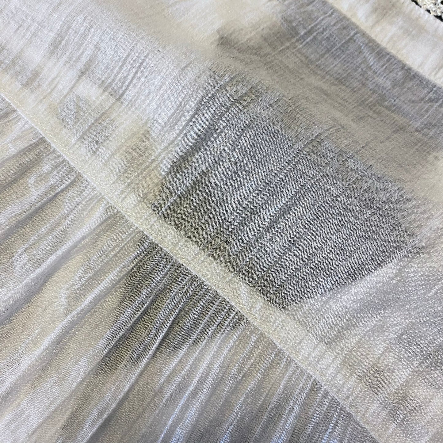 Y2K Sheer White Lace Trim Cap Sleeve Button Down Blouse (M/L)