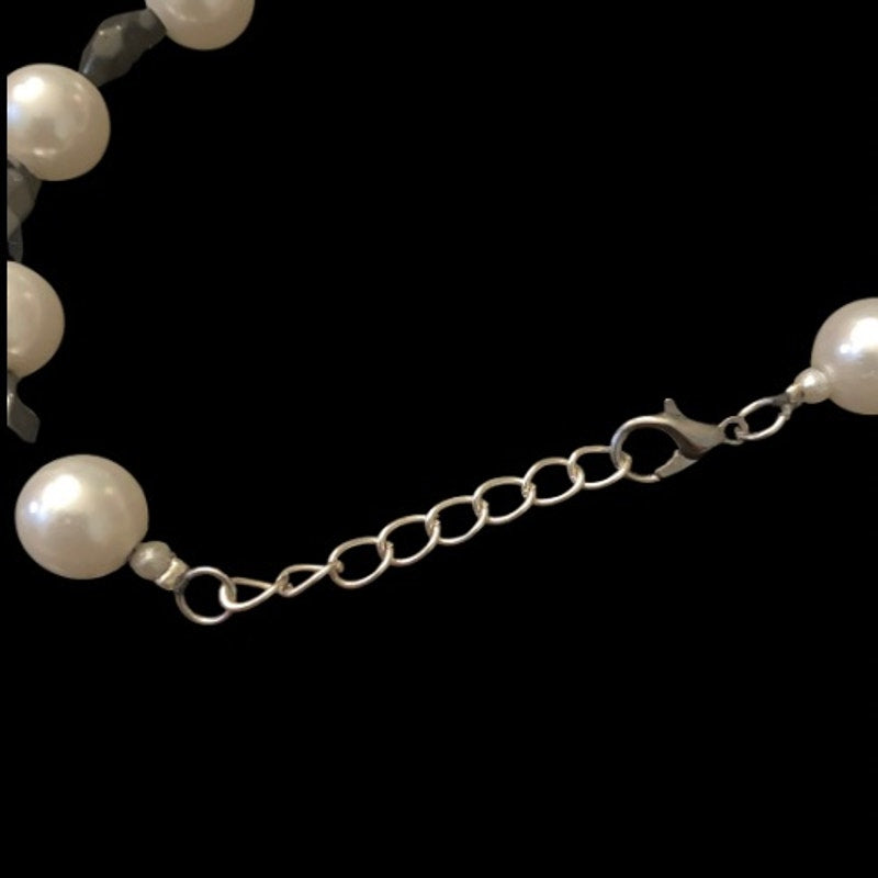 Black & White Mock Pearl Choker Necklace | Handmade with Vintage Beads