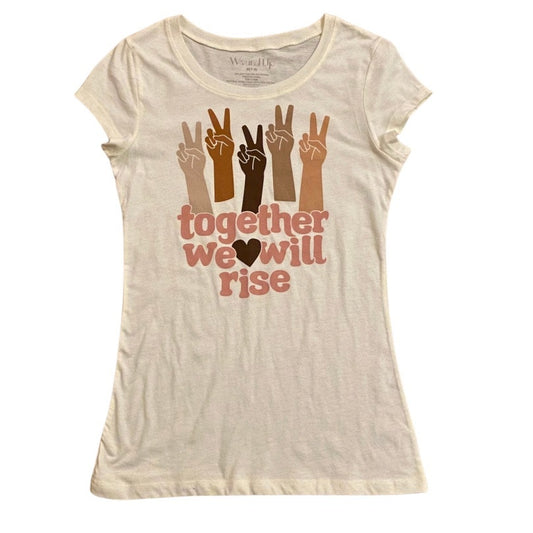 NWT “Together We Will Rise” Peace Sign Graphic Tee (7-9)