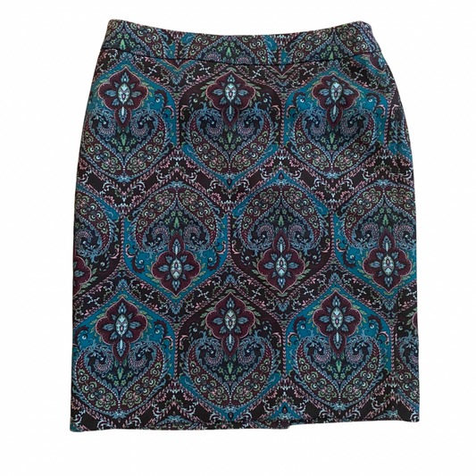 Plum Purple & Blue Paisley Pattern Pencil Skirt (8P)