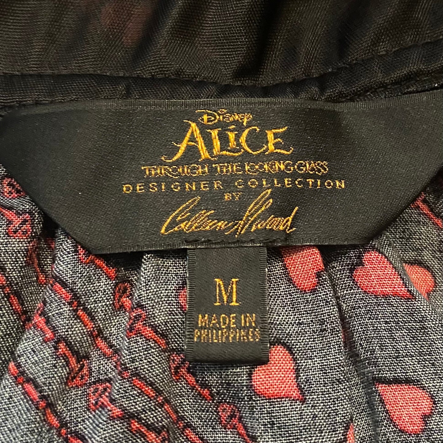 NWT Black & Red Queen of Hearts Alice in Wonderland Handkerchief Hem Tunic Top (M)