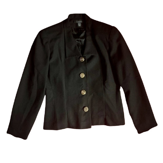Vintage 1980’s Black Blazer With Gold Rose Buttons ( Size 10)
