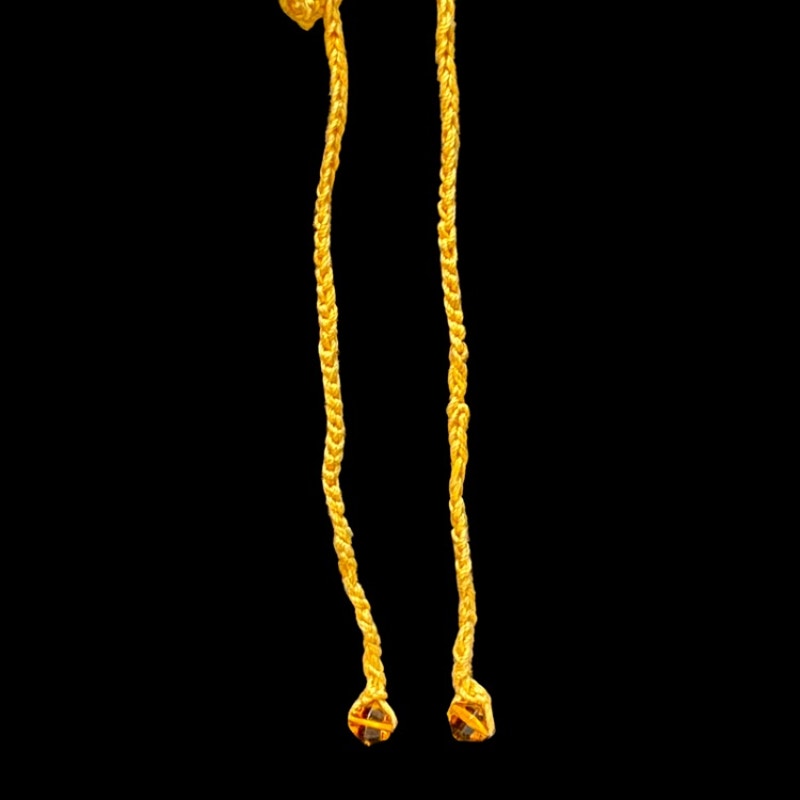 Lemon Yellow Button Embellished Handknit Cotton Choker Necklace